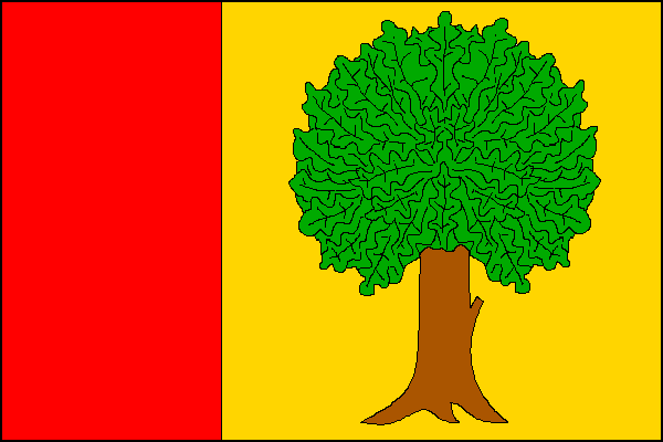 List tvoří červený žerďový pruh, široký jednu třetinu délky listu, a žluté pole se zeleným vykořeněným dubem s hnědým kmenem. Poměr šířky k délce listu je 2:3.