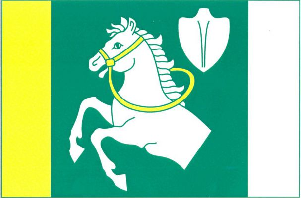 List tvoří tři svislé pruhy, žlutý, zelený a bílý, v poměru 1 : 4 : 1. V zeleném pruhu polovina bílého koně ve skoku se žlutým uzděním, provázená za hlavou bílým rýčem bez násady. Poměr šířky k délce listu je 2 : 3.