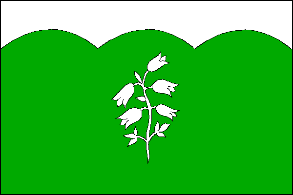 List tvoří dva vodorovné pruhy, bílý a zelený vlnkovaný se třemi vrcholy, v poměru 1:4. Pod středním vrcholem bílý zvonek rozkladný s pěti květy. Poměr šířky k délce listu je 2:3.