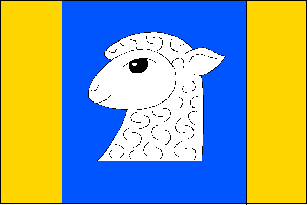 List tvoří tři svislé pruhy, žlutý, modrý s bílou hlavou ovce s krkem a žlutý, v poměru 1:3:1. Poměr šířky k délce listu je 2:3.