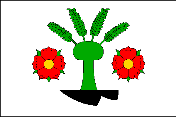 Bílý list se zelenou vrbou vyrůstající z černé radlice hrotem žerdi a ostřím dolů, provázenou dvěma červenými růžemi se žlutými semeníky a zelenými kališními lístky. Poměr šířky k délce listu je 2:3.
