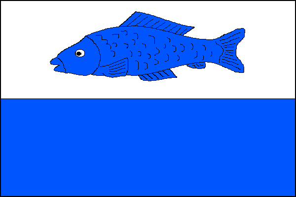 List tvoří bílý a modrý vodorovný pruh. V bílém pruhu modrá ryba dlouhá 2/3 délky listu. Poměr šířky k délce listu je 2:3.