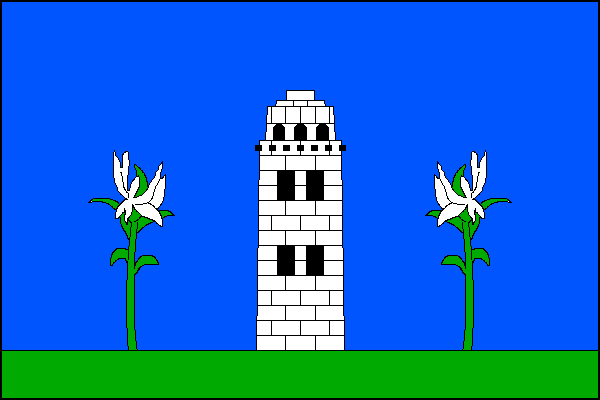 List tvoří dva vodorovné pruhy: modrý a zelený v poměru 7:1. Ze zeleného pruhu vyrůstá bílá kvádrovaná věž se čtyřmi prolomenými okny (2,2) zakončená stupňovitým ochozem, provázená dvěma bílými květy na zelených stoncích. Poměr šířky k délce listu je 2:3.